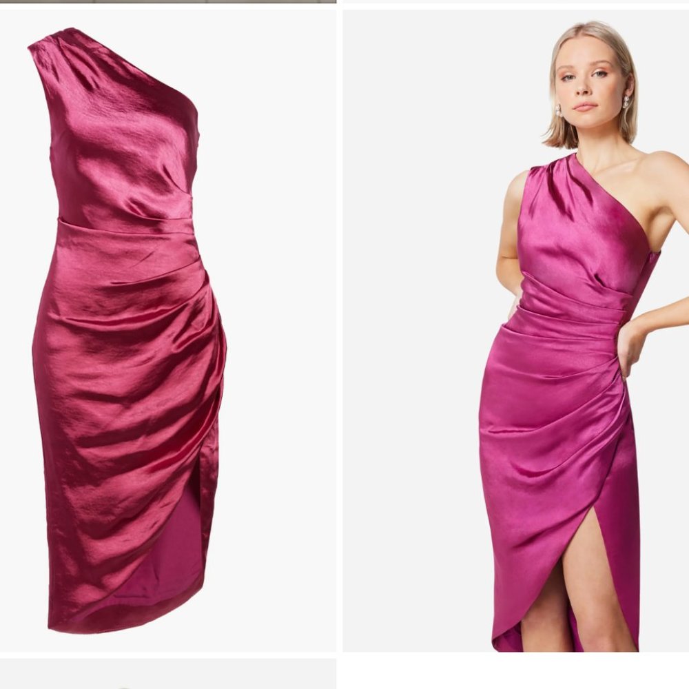 Elliatt One Shoulder Dress in Berry